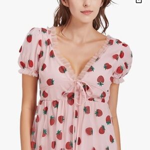 COPY - NWT  Sweet Tulle mesh Gauze Long Dress Sequin Embroidery Pink Strawberry…